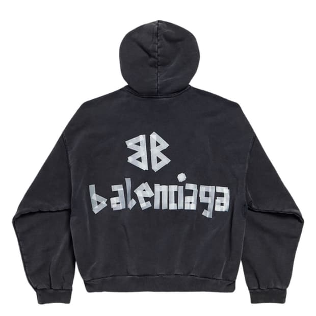 발렌시아가 테이프 후드티 s사이즈 블랙