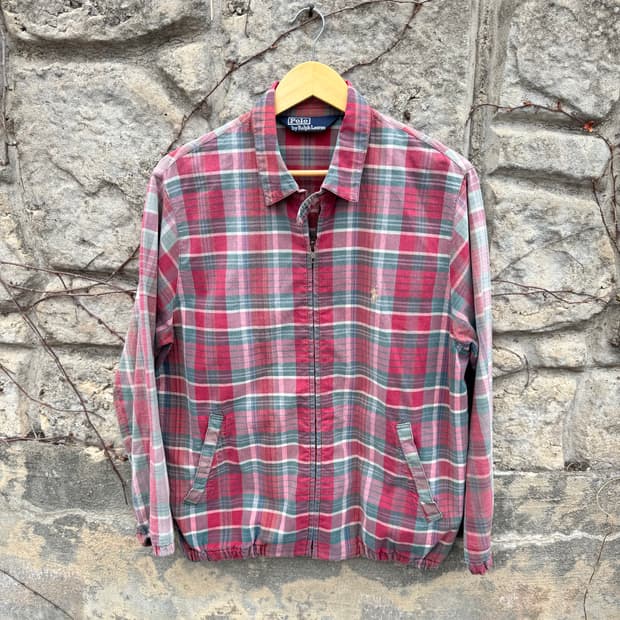 80~90s 폴로 랄프로렌 빈티지 페이딩 핑크 체크 스윙톱 자켓