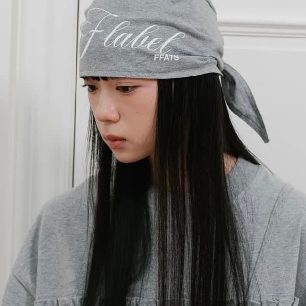 나이스고스트클럽 ffats 라벨 로고 반다나 비니 그레이