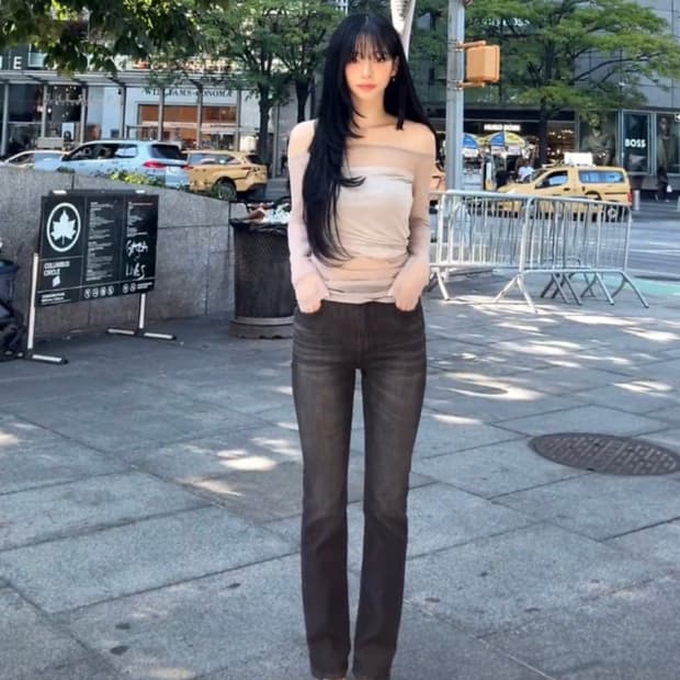 쓰리타임즈 5501 부츠컷 블랙 진 팬츠 S