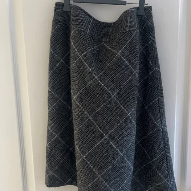 빈티지 체크 미디 스커트 