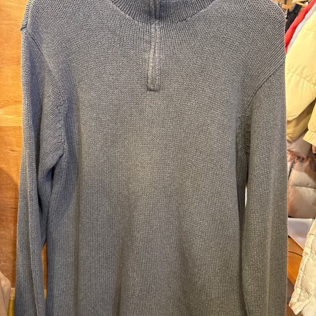 폴로스포츠 브라운 코튼 니트 반집업