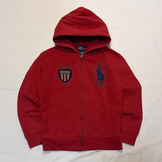 폴로 랄프로렌 빅포니 치프키프 성조기 후드집업 레드