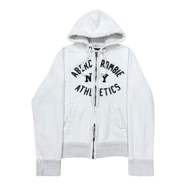 아베크롬비 빈티지 Y2K 데미지 디테일 기모 후드집업 자켓 화이트 2XL