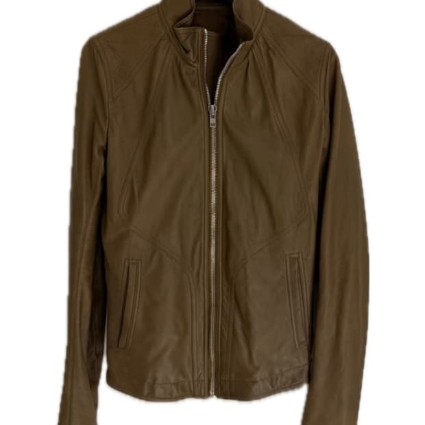 릭오웬스 intarsia 레더자켓 머스타드 46