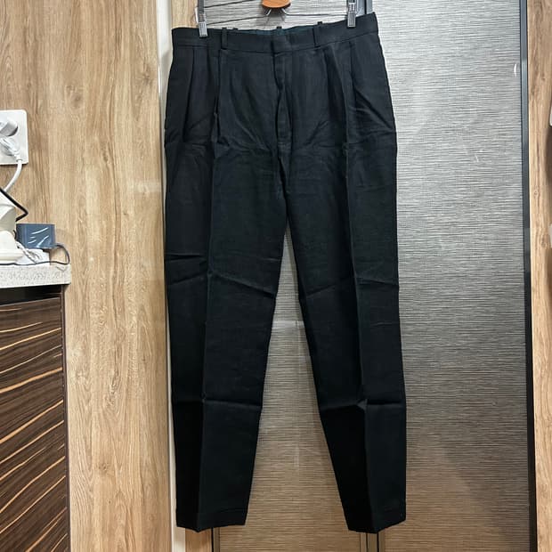 폴로 블랙 린넨 투턱 슬랙스 36/36