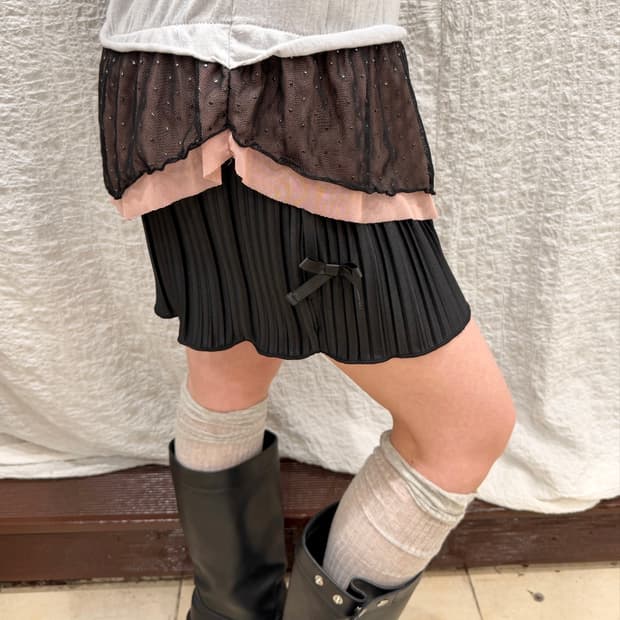 ribbon midi pleats pants