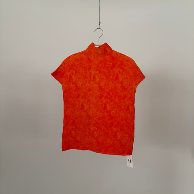 Micro Pleats Mock Neck Top