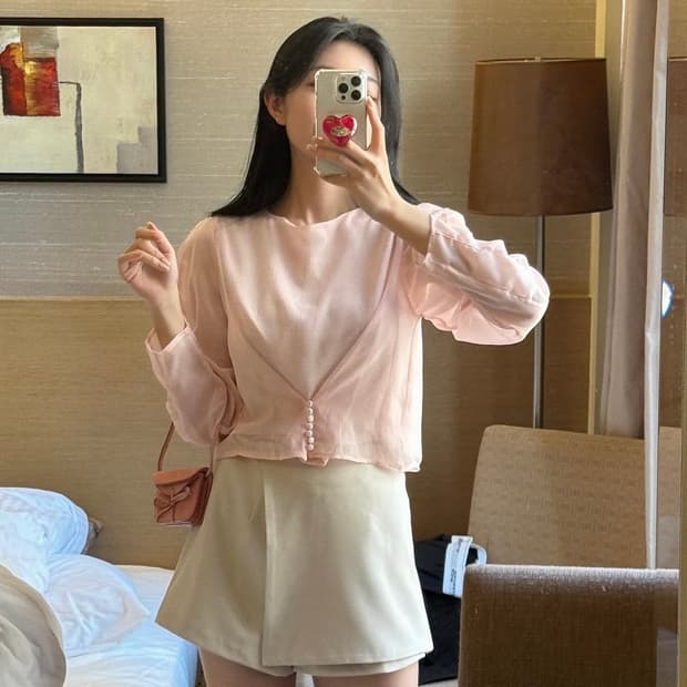 마이빈 제작 콩단추 핑크 블라우스 블마 블로그 마켓