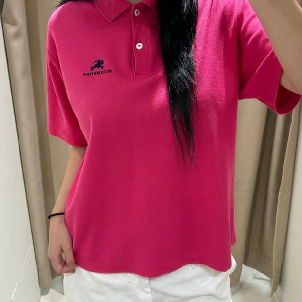 버버리 90s USA 숏 반팔 카라 티셔츠 R2799