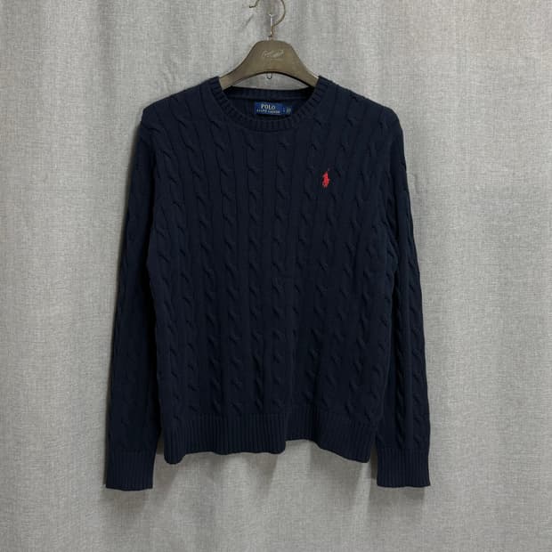 [해외L] 폴로 랄프로렌 네이비 꽈배기 긴팔 니트