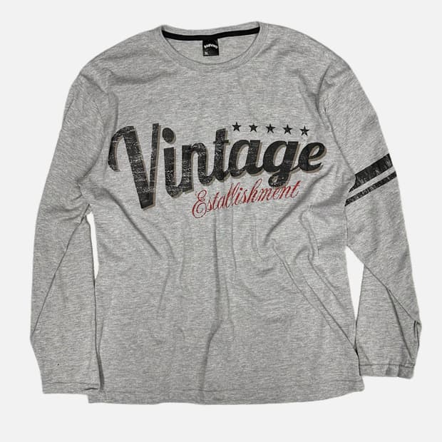 vintage printing grey t-shirt