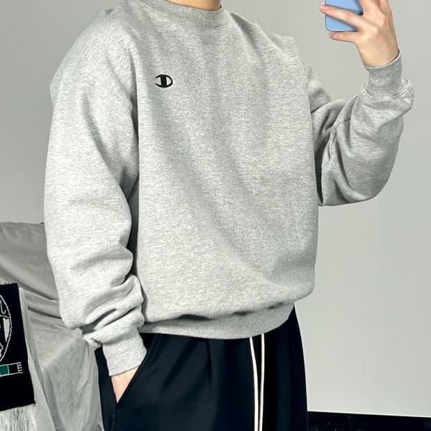 챔피온 에코 플리스 크루넥 그레이 맨투맨 M 