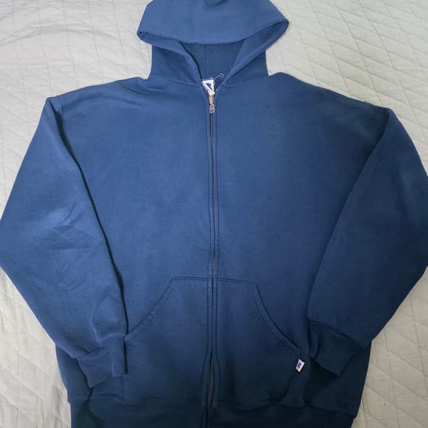 [XL] 90s 러셀 애슬레틱 후드집업 네이비 굿컨디션 