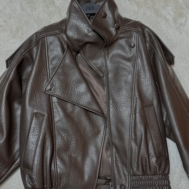 자라 페이크 레더자켓 브라운 xs