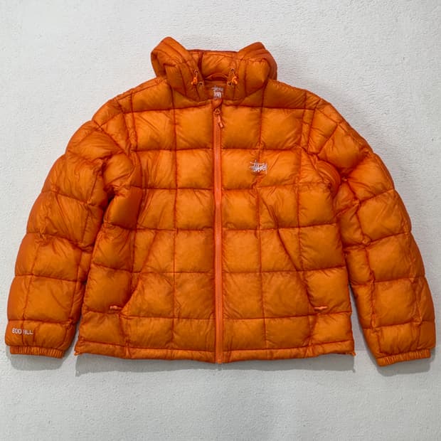스투시 미드웨이트 후드 푸퍼 패딩 S사이즈 오렌지