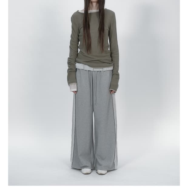 nothing everything 와이드 레그 스웻팬츠 멜란지 (수선함)