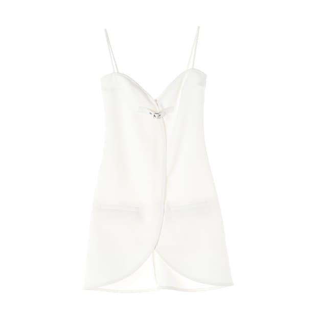 꾸레쥬 23SS 화이트 일립스 버클 스트랩 나시 미니 원피스
