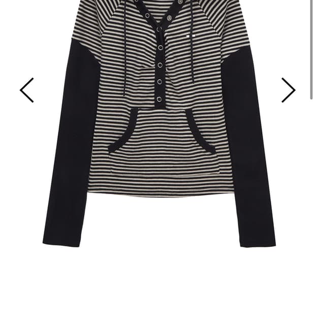 허그유어스킨 스냅 버튼 후드 Stripe snap button hoodi