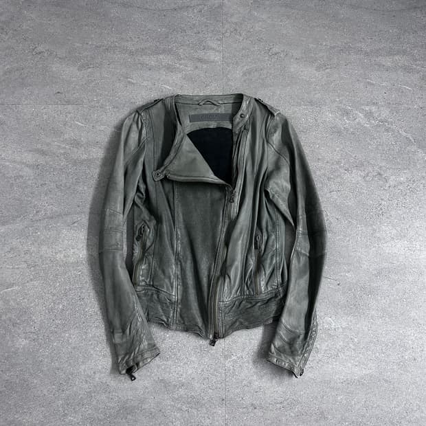 Drome 인시젼 사선 지퍼 램스킨 자켓