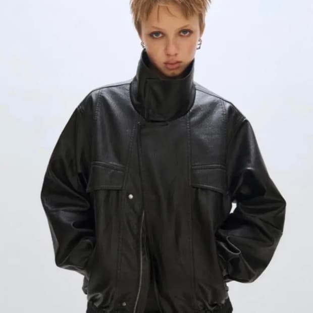 플리즈 프로젝트 비건 레더 자켓