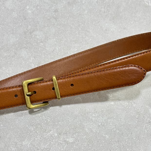 Oribell 새틴 골드 버클 이탈리아 소가죽 베이직 벨트