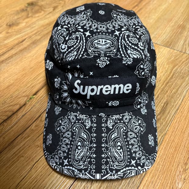 슈프림 반다나 캠프캡 블랙 21ss