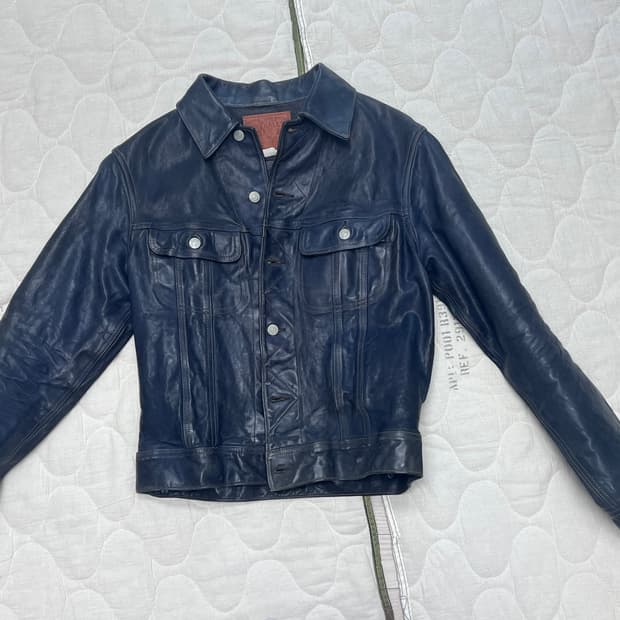 RRL Lot 271 인디고 다잉 레더자켓
