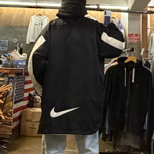 레어 90s 미국 빈티지 나이키 빅스우시 후드 패딩 롱패딩 축구패딩