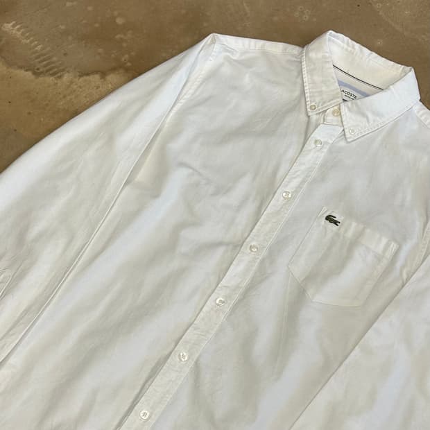 M 라코스테 레귤러핏 화이트 코튼 셔츠