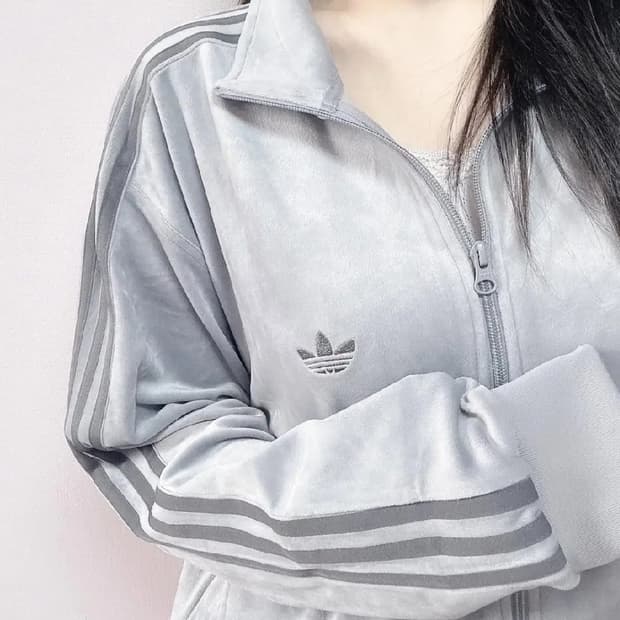 빈티지 아디다스 벨벳 그레이 집업