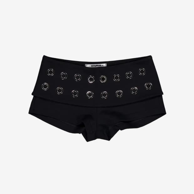 셋업이엑스이 EYELET WAIST SHORT PANTS / BLACK