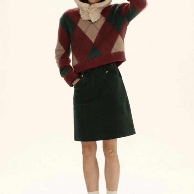 시엔느 코듀로이 스커트 그린 S