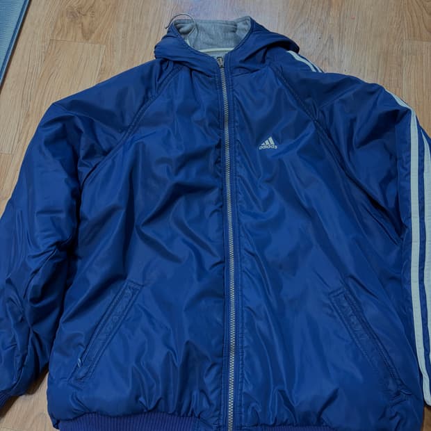 아디다스 리버시블 후드자켓 블루