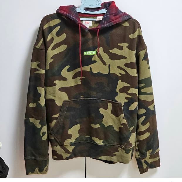 리바이스 카모 밀리터리 후드티