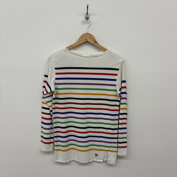 오르치발 화이트 컬러풀 스트라이프 티셔츠 여성 M