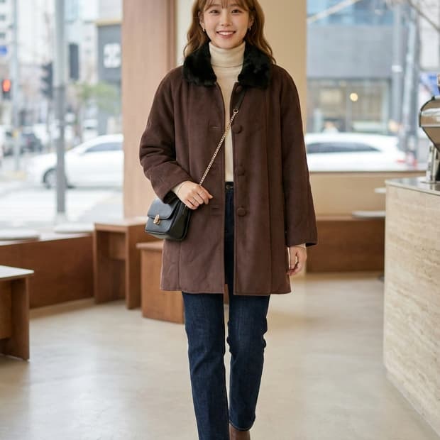 Guy Laroche 기라로쉬 페이크 퍼카라 무스탕 자켓