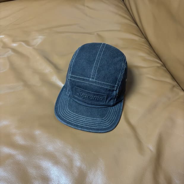 Supreme 슈프림 스티치 데님 블랙 캠프캡 모자 Denim Black