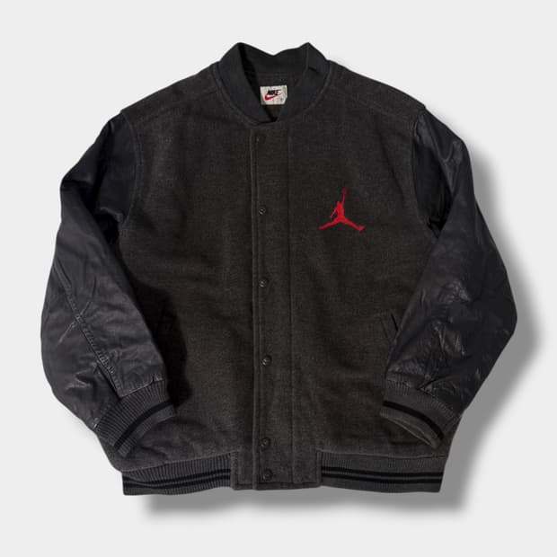 나이키 90‘s 오버핏 조던 레더 울 모직 바시티 자켓