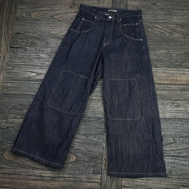 [마틴플랜] 더블니 인디고 와이드 데님 팬츠 M17459