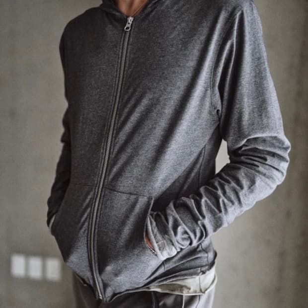 (2사이즈) 모노프리베 텍스쳐 후드집업 차콜