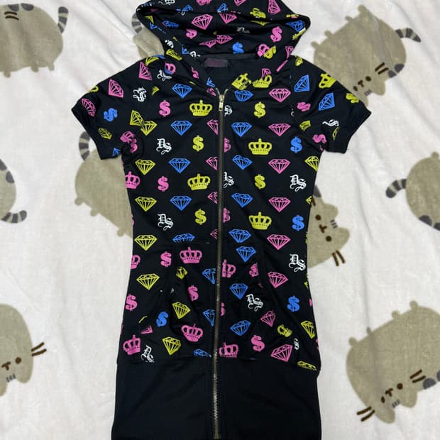 반소매 후드집업 원피스