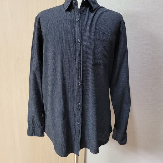 행텐 Hangten 남자 스트라이프 샴브레이 셔츠 105 블랙