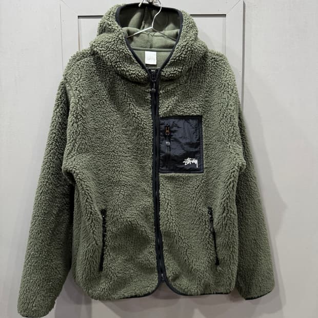 L 스투시 Stussy 후리스 플리스 후드 집업 자켓