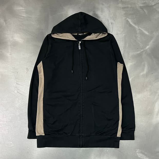  꼼사이즘 배색 후드 집업 y16287