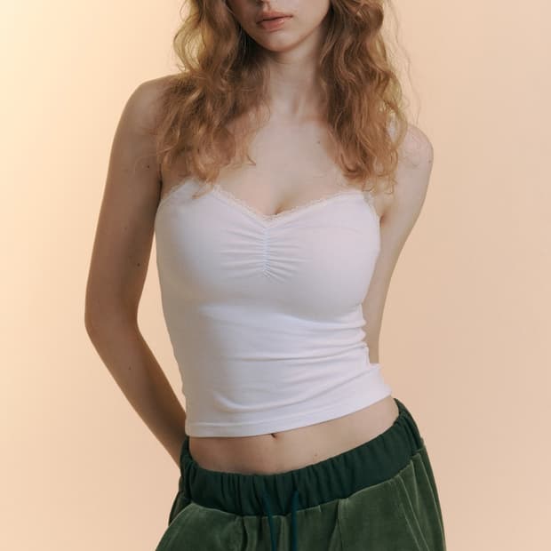 플리즈노팔로우 멜리 레이스 셔링 슬리브리스 탑 white 