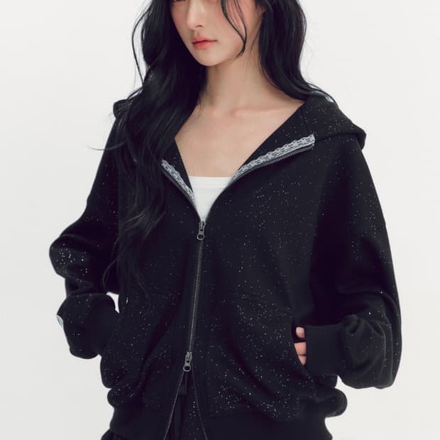 새상품)) 더티스 트윙클 엔젤 후드 집업 블랙