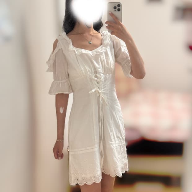 LIZ LISA 리즈리사 화이트 레이스업 펀칭 원피스 히메갸루