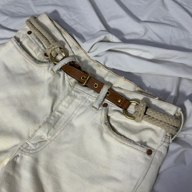 빈티지 로프 레더 믹스 벨트