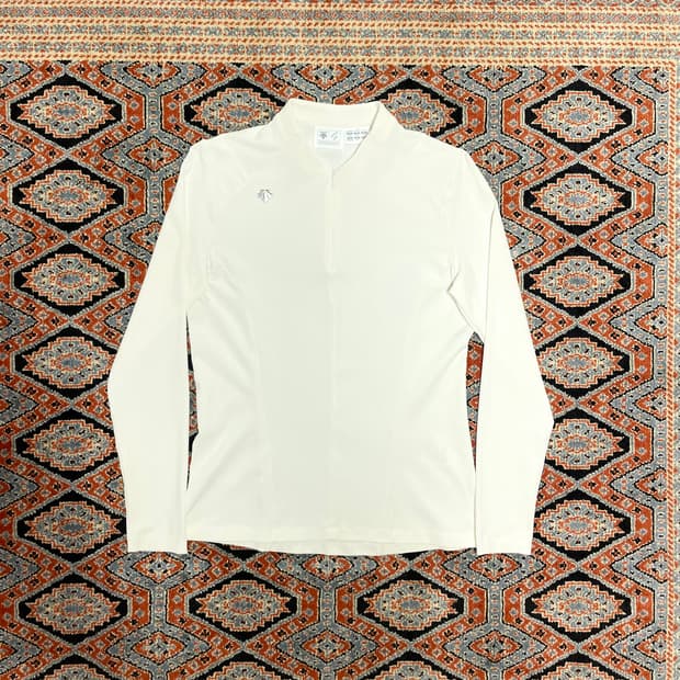 데상트 화이트 골지 골프티셔츠 여성M 